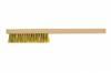 Brass Scratch Brush <br> Wooden Handle <br> 3-1/4" x 3/4" x .003" Wire x 8-1/4" Overall <br> Grobet 16.310