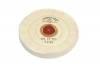 Finex Muslin Buffing Wheels (12) <br> 4 x 50 Ply 3 Rows Stitched <br> Leather Center <br> Grobet 17.757