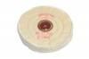 Finex Muslin Buffing Wheels (12) <br> 4 x 60 Ply 3 Rows Stitched <br> Leather Center <br> Grobet 17.758