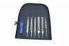 Grobet Precision File Assortment <br> 6 Piece Set with Reusable Handle <br> Barrette, Half-Round, Half-Round Ring, Hand, Pillar, Vul-Crylic Files <br> Grobet 31.012